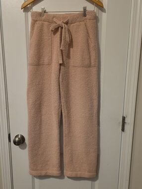 ComfyLuxe Plush Wide Leg Boucle Lounge Pants Tie Waist